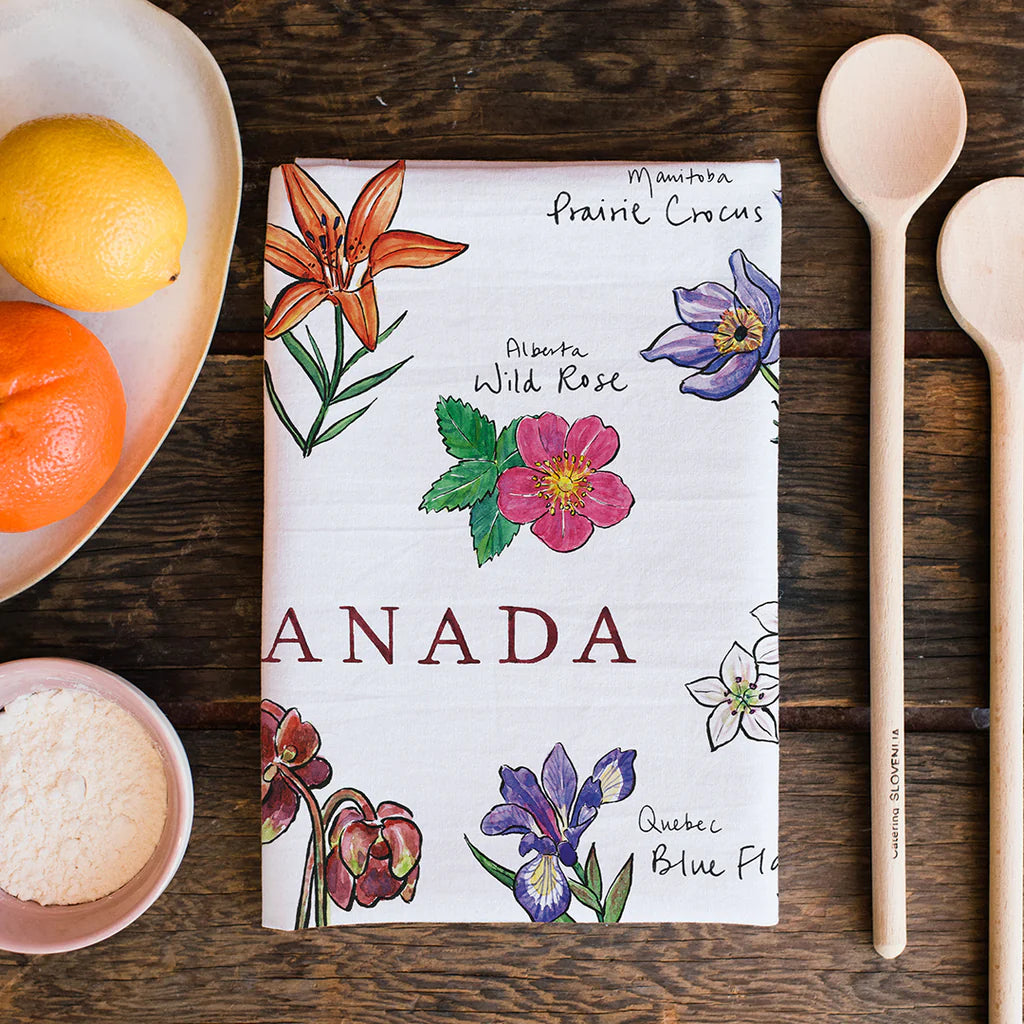 Canadian Floral Emblem-- Tea Towel