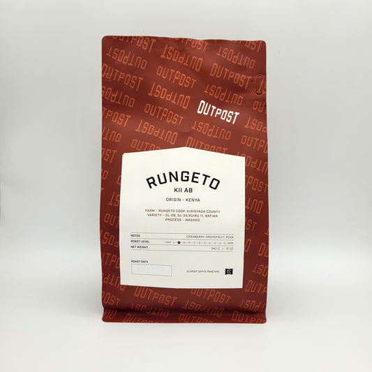 Red outpost coffee bag on white background
